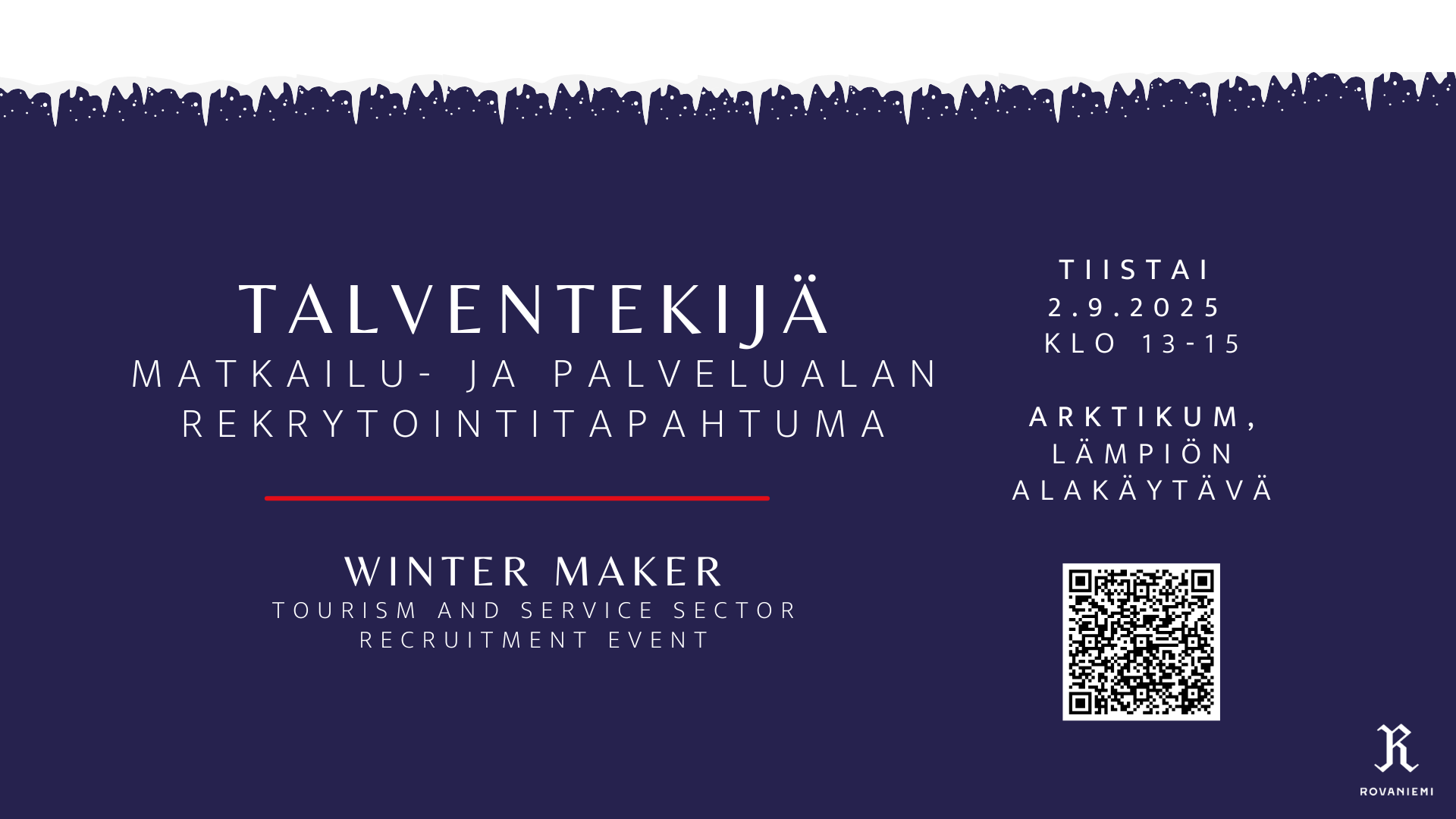 Sinisellä pohjalla oleva mainoskuva Talventekijä-tapahtumasta lisätietoineen.