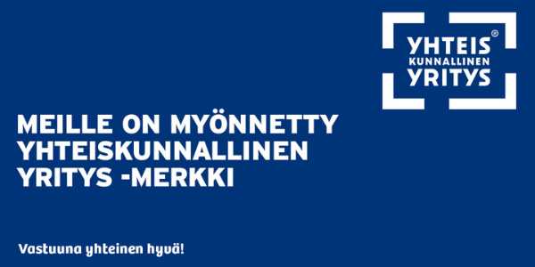 meille on myönnetty yhteiskunnallinen yritys merkki